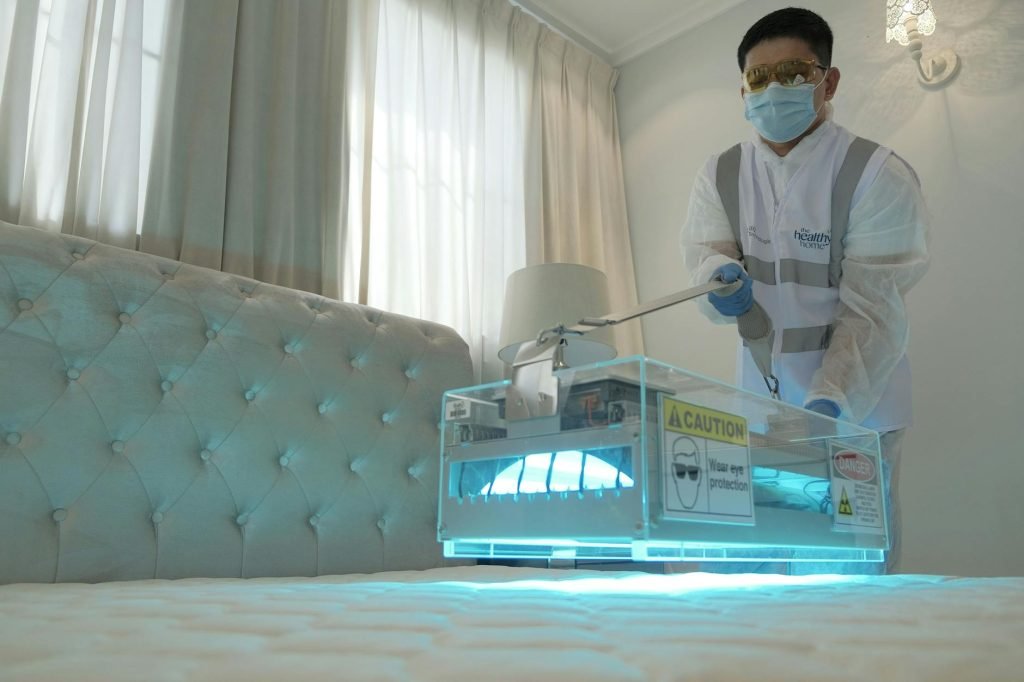 Pest control technician starting an inspection